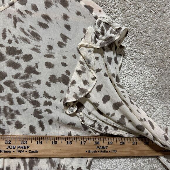 Rails Ora Puma Long Sleeve Rayon Dress Size Small Neutral Animal Print Ruffled - Picture 13 of 15